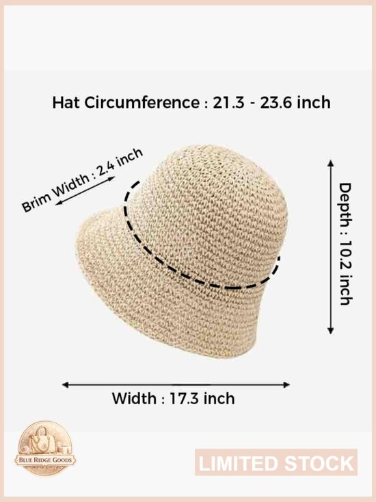 Women Straw Sun Hat Packable Foldable Floppy Wide Brim Beach Bucket Hat UV main image 2